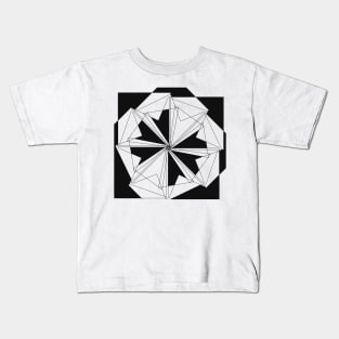 Black White Mandala Geometric flower Kids T-Shirt